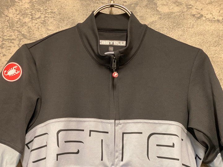 KH471 カステリ CASTELLI 半袖 サイクルジャージ 黒白グレー XS