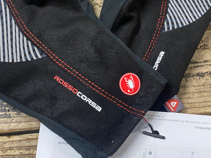 JT747 カステリ CASTELLI ロッソコルサ ROSSOCORSA 長指 裏起毛 ウィメンズ サイクルグローブ 黒 M