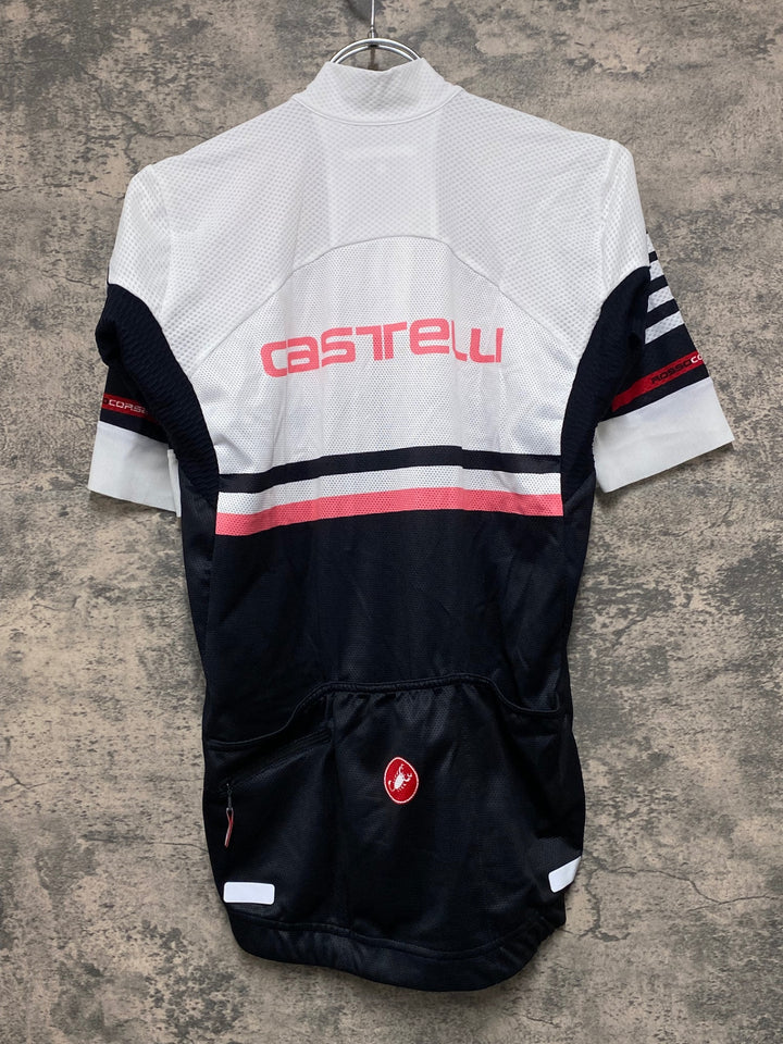 JV386 カステリ CASTELLI ロッソコルサ ROSSO CORSA 半袖 サイクルジャージ 白 L