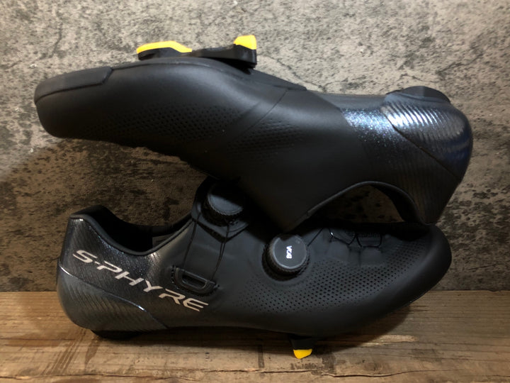 KE162 シマノ SHIMANO S-PHYRE SHRC903M WIDE ビンディングシューズ BOA 3穴 黒 EU43.5 予備ヒールパッド付
