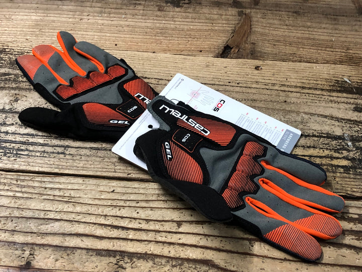 KF196 カステリ CASTELLI ARENBERG GEL LF 長指 グローブ 黒 オレンジ L