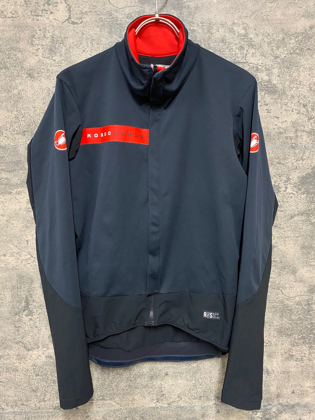 KG028 カステリ CASTELLI ROSSO CORSA 長袖 サイクルジャケット 黒 M Polartec rain or shine