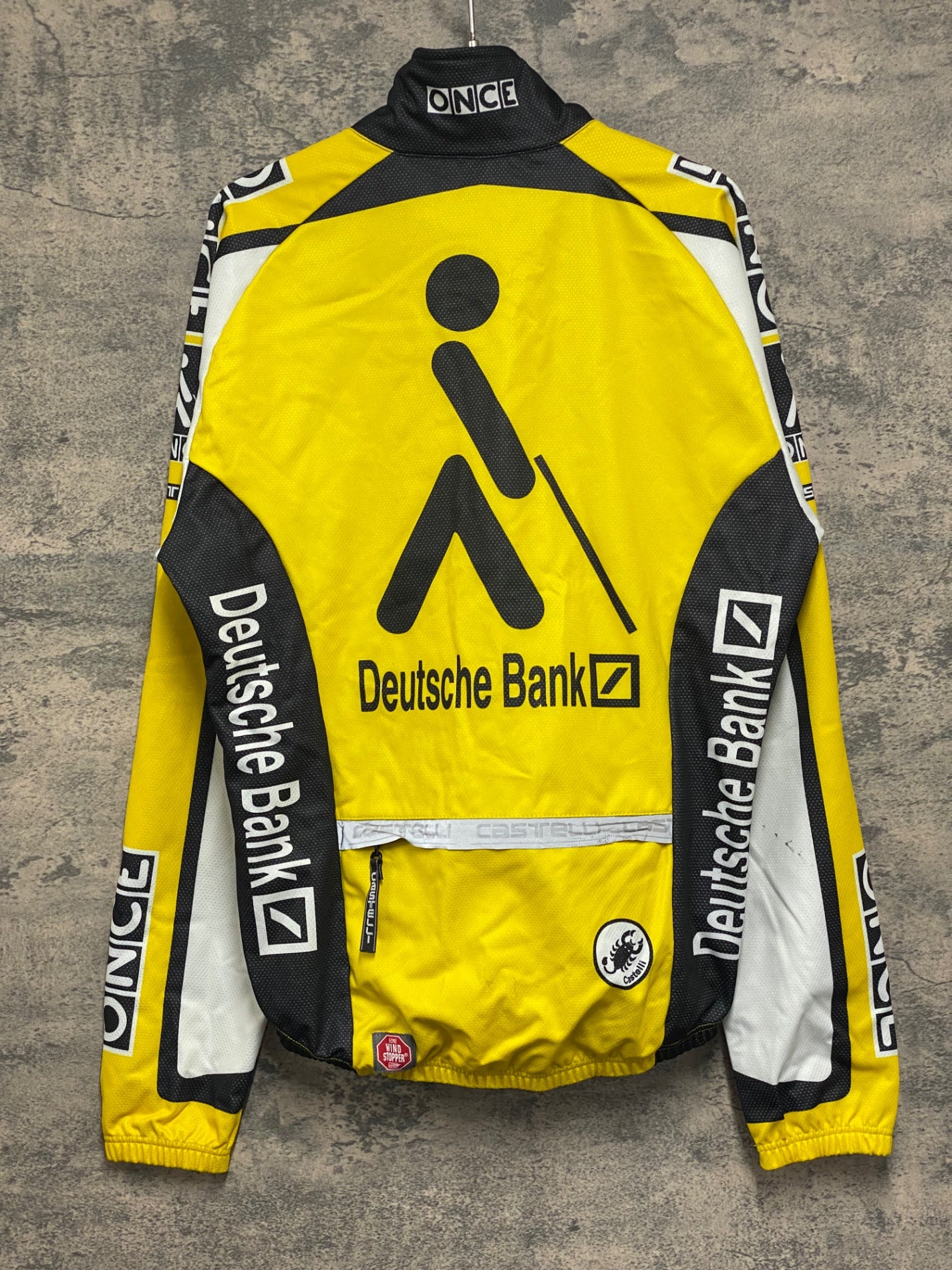 JV748 カステリ CASTELLI 長袖サイクルジャケット 白黄 L 裏起毛 ONCE