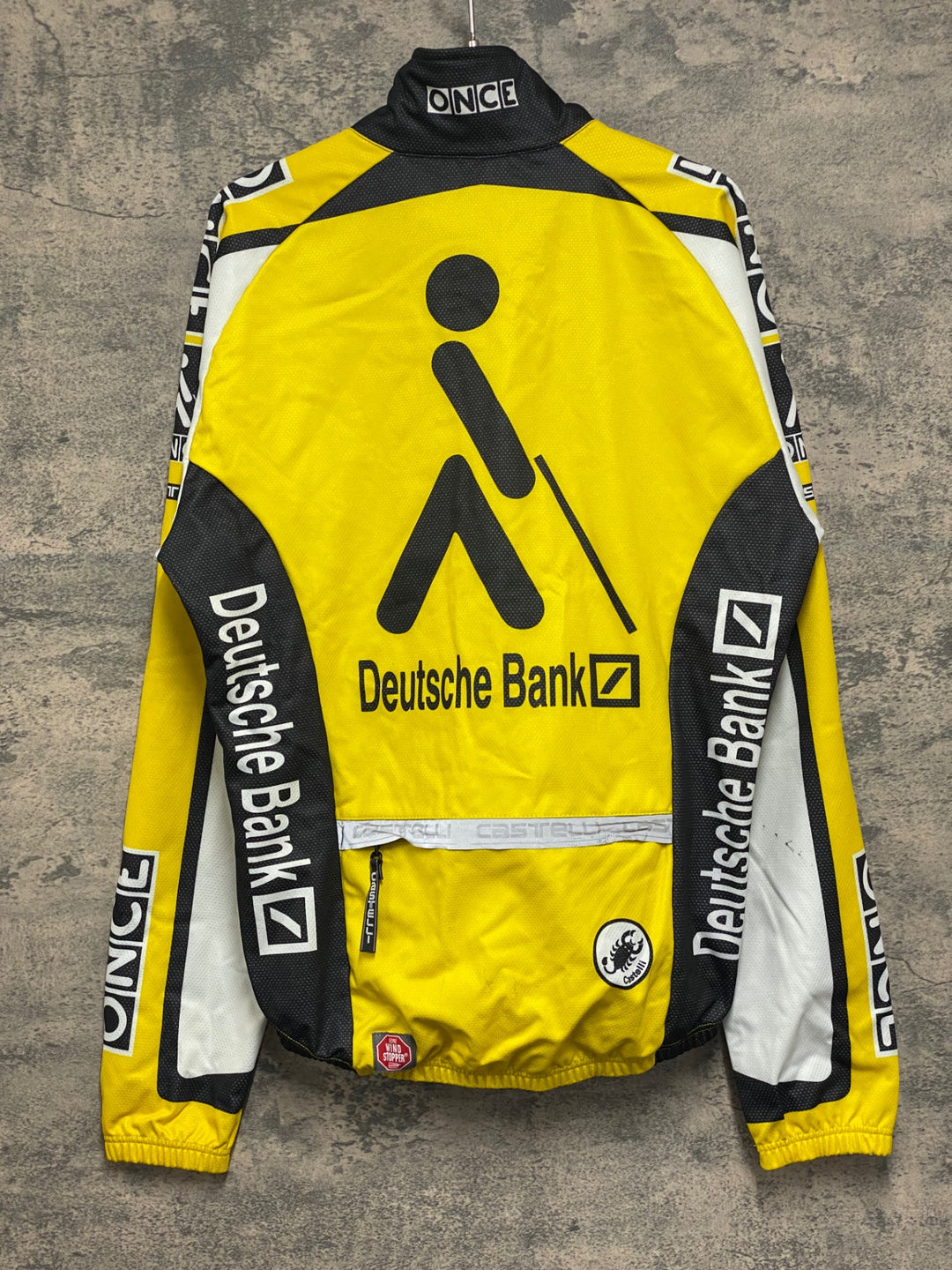 JV748 カステリ CASTELLI 長袖サイクルジャケット 白黄 L 裏起毛 ONCE 汚れあり