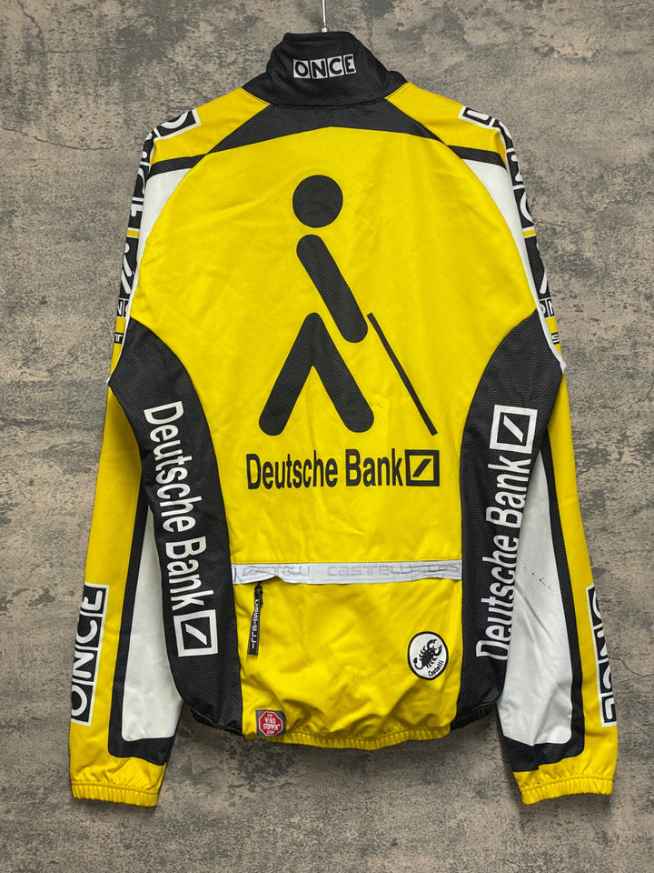 JV748 カステリ CASTELLI 長袖サイクルジャケット 白黄 L 裏起毛 ONCE 汚れあり