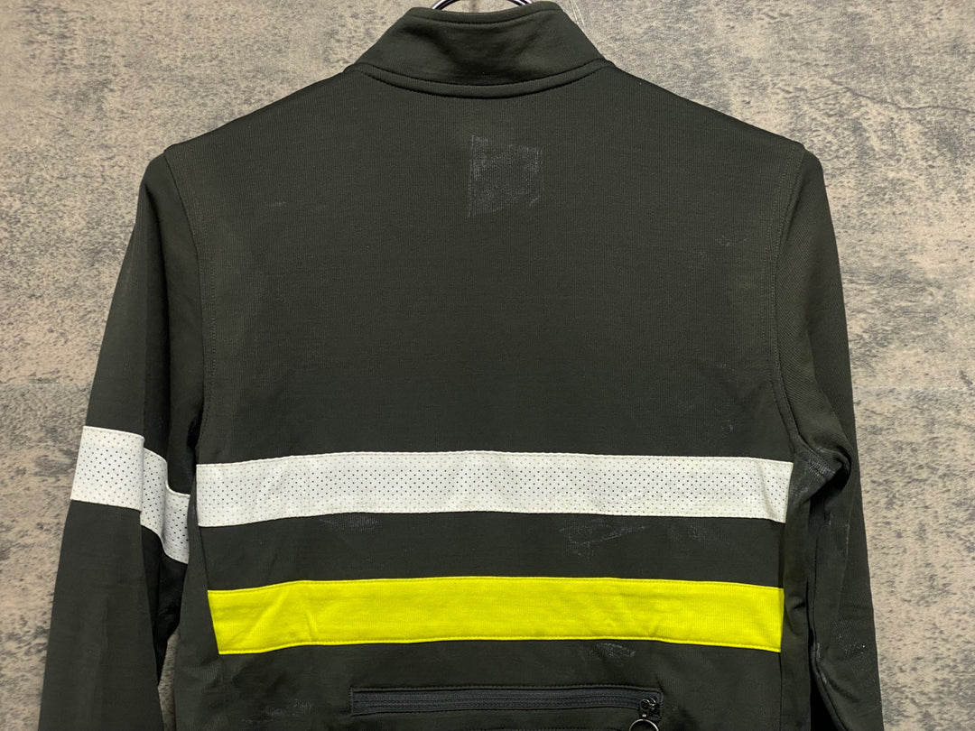 JV236 ラファ Rapha LONG SLEEVE BREVET JERSEY 長袖 サイクルジャージ オリーブ S ※反射部劣化,汚れ