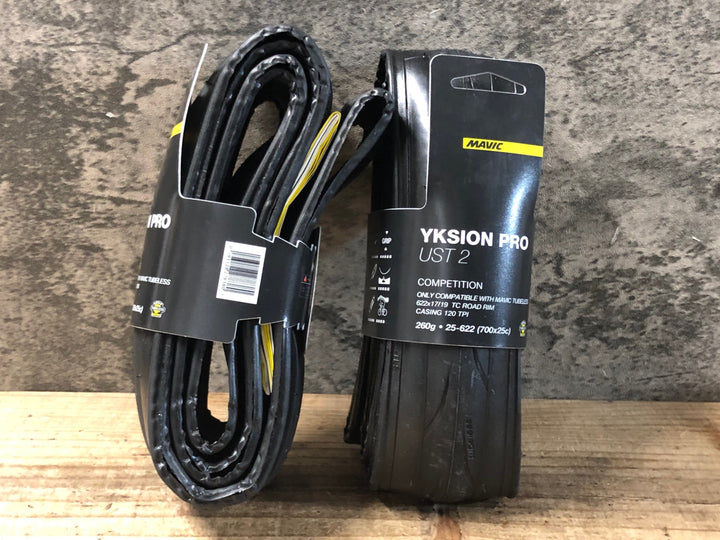KG349 マビック MAVIC YKSION PRO UST 2 チューブレスレディ タイヤ 黒 700x25C 2本セット 未使用