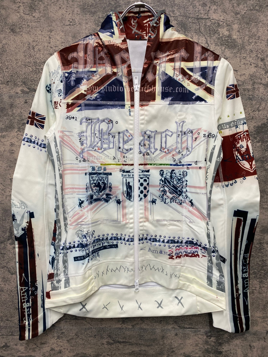 JT779 パンダーニ PANDANI 長尾 サイクルジャケット 白 総柄 M