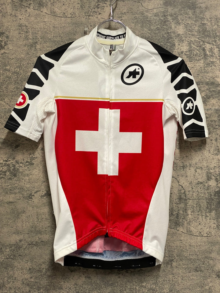 JV207 アソス ASSOS EVO7 半袖 サイクルジャージ 白 赤 XS