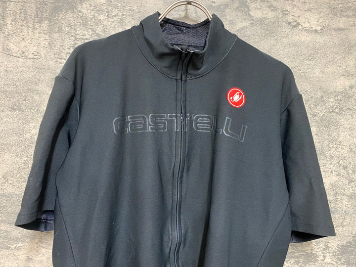 JN509 カステリ CASTELLI 半袖 サイクルジャケット 黒 XXL Waterproof ※穴あきのためジャンク