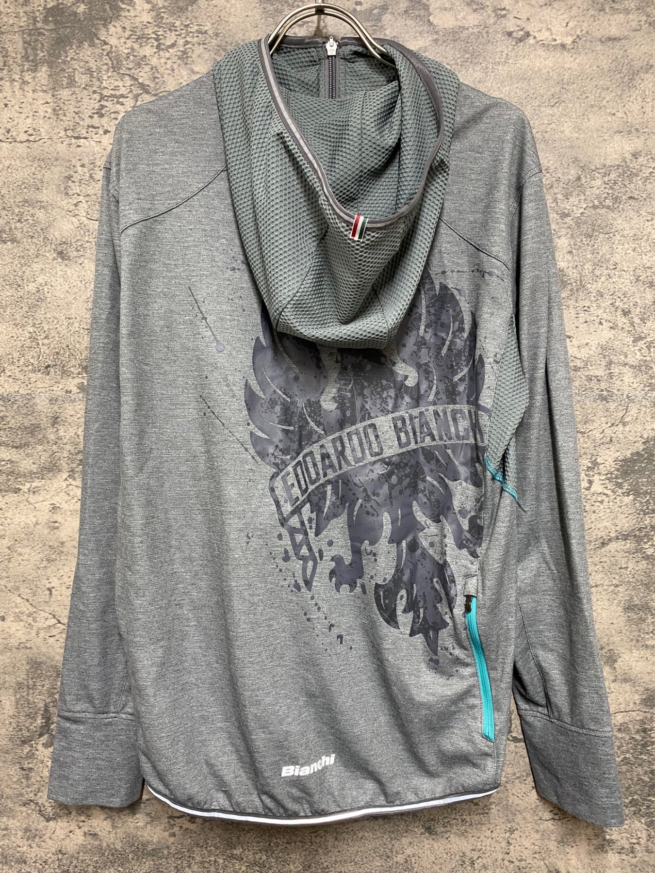 JN381 ビアンキ Bianchi 長袖 フーディ サイクルジャケット グレー M