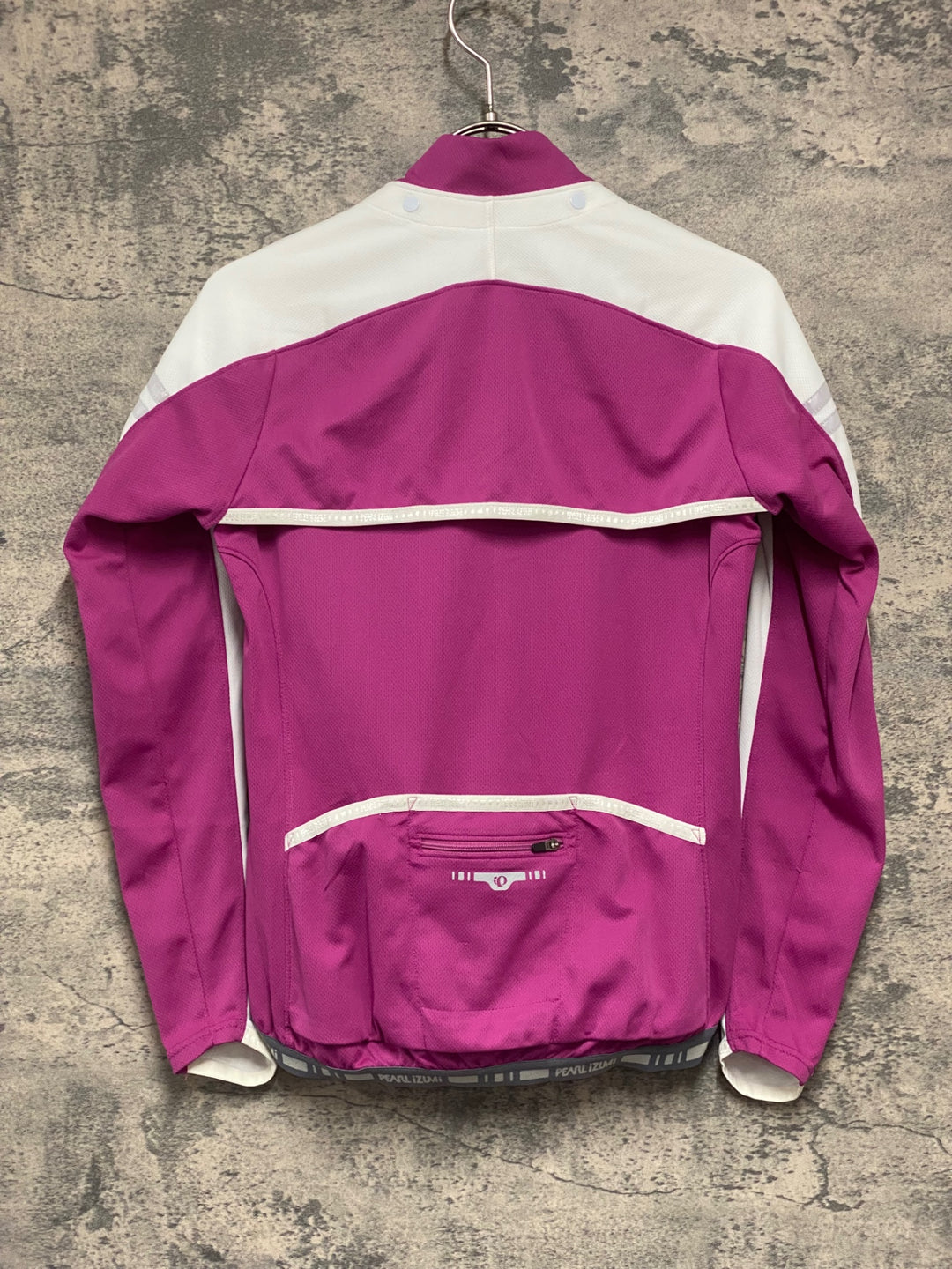 KD219 パールイズミ PEARL iZUMi UVロングスリーブジャージ 半袖/長袖 着脱式 サイクルジャージ M 赤紫 一部生地傷み