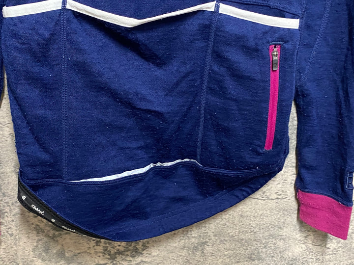 JS127 リベロ Rivelo 長袖 サイクルジャージ 紺 ピンク レディース XS ※ほつれ