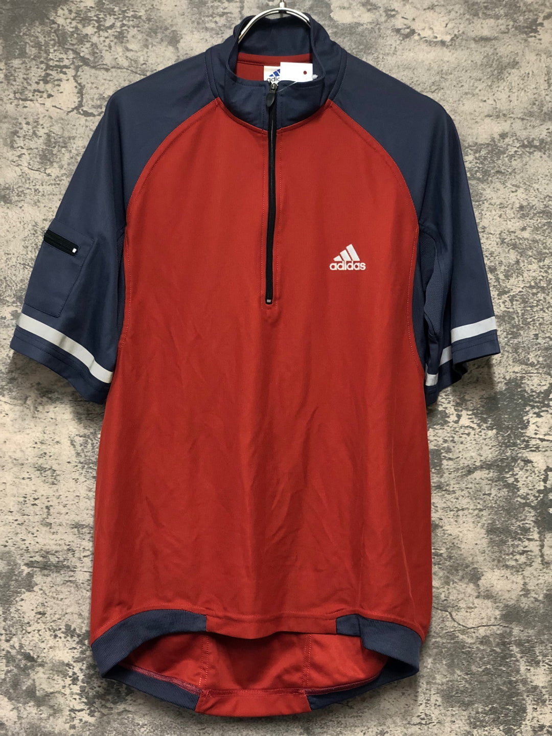 KL251 アディダス adidas 半袖 サイクルジャージ バーガンディ グレー L ハーフジップ