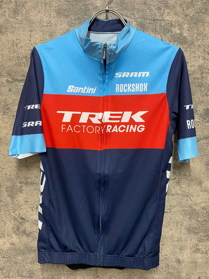 JS451 サンティーニ Santini 半袖 サイクルジャージ ネイビー 赤 M TREK