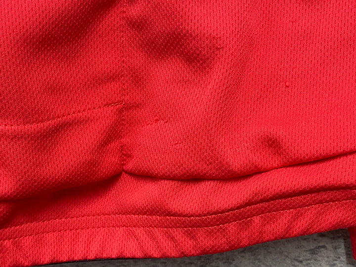 KD218 パールイズミ PEARL iZUMi UVロングスリーブジャージ 半袖/長袖 着脱式 サイクルジャージ 赤 XL ※ポケット部生地傷み