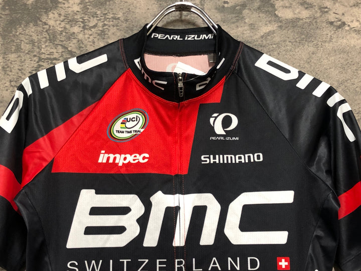 JJ854 パールイズミ PEARL iZUMi ELITE 半袖 サイクルジャージ 赤黒 S BMC