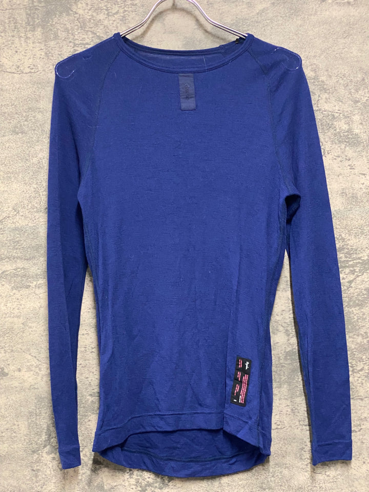 JG334 ラファ Rapha MERINO BASE LAYER - LONG SLEEVE 長袖 べースレイヤー 紺 XS ※動物の毛