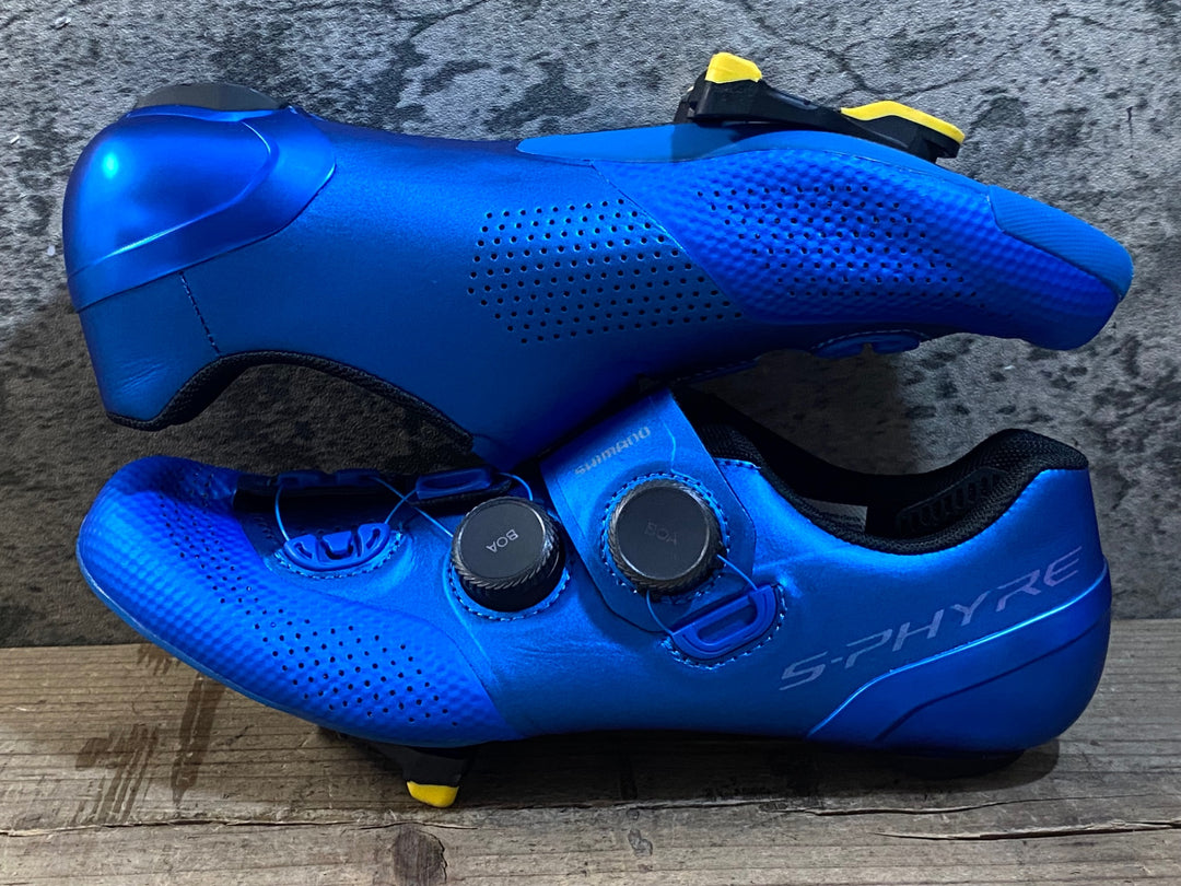 JY607 シマノ SHIMANO S-PHYRE RC9 SHRC902M B01 S ビンディングシューズ 3穴 BOA Li2 青 EU41 ※インソール欠品
