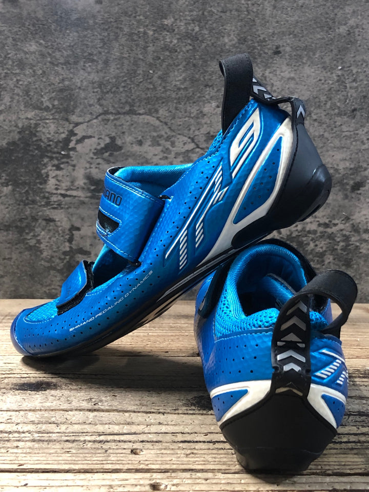 KE181 シマノ SHIMANO TR9 SH-TR900 ビンディングシューズ 青 EU42.5 3穴