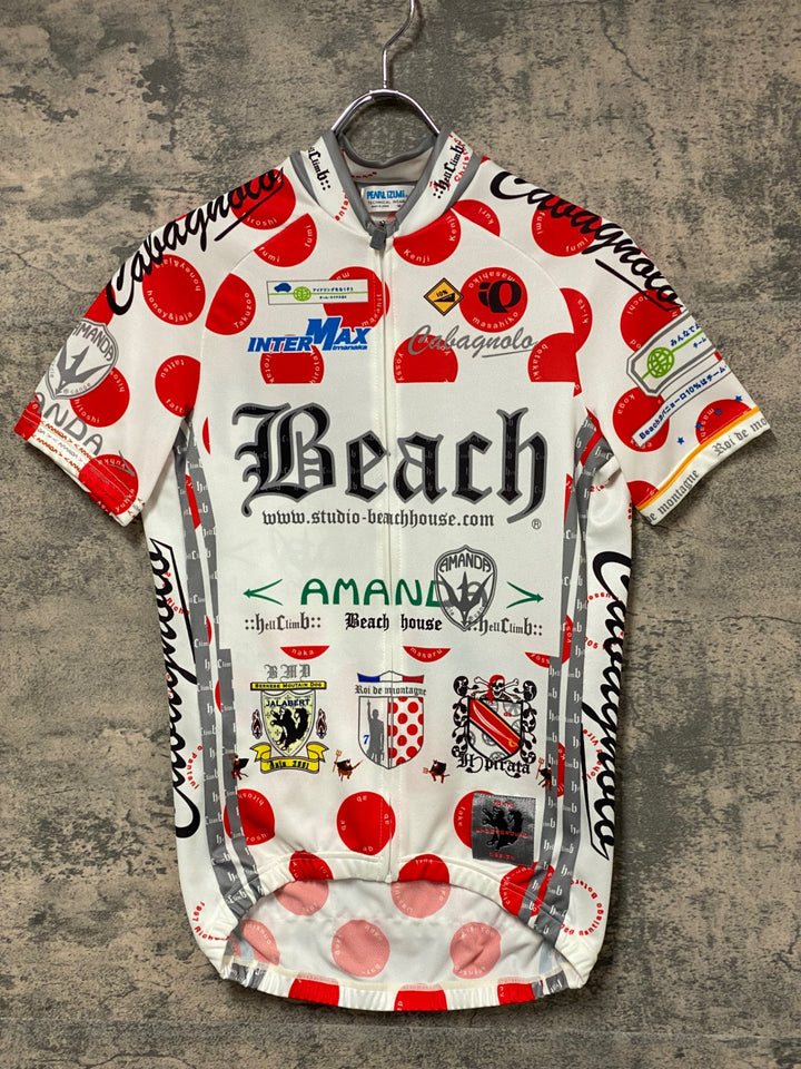 JT532 パールイズミ PEARL iZUMi 半袖 サイクルジャージ 白 赤 水玉模様 M