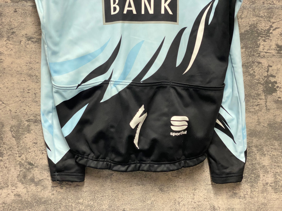 KJ809 スポーツフル sportful 長袖 サイクルジャケット 水色 XL 裏起毛 SAXO BANK