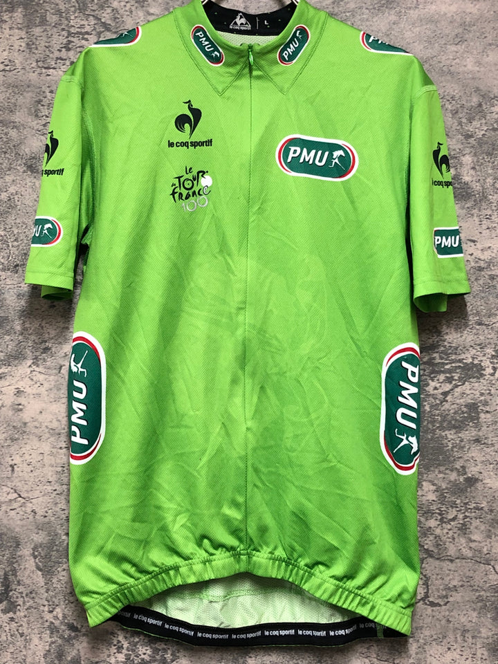 KD665 ルコックスポルティフ le coq sportif Le TOUR france 半袖 サイクルジャージ 緑 L