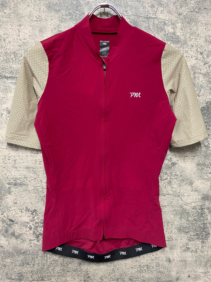 JO264 ペダルマフィア Pedal Mafia PRO JERSEY 半袖 サイクルジャージ バーガンディ ベージュ L