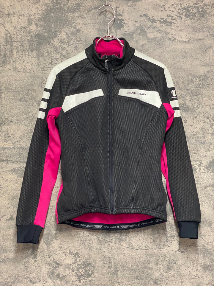 KA052 パールイズミ PEARL iZUMi 長袖 ソフトシェル サイクルジャケット 黒 ピンク S 裏起毛 レディース WINDBREAK