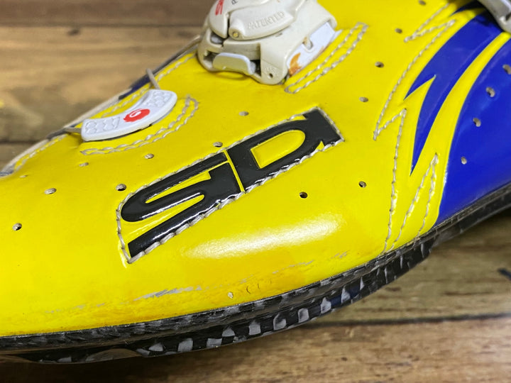 JN237 シディ SIDI SCARPE WIRE CARBON LUCIDO ビンディングシューズ SPD-SL 青黄 EU43.5
