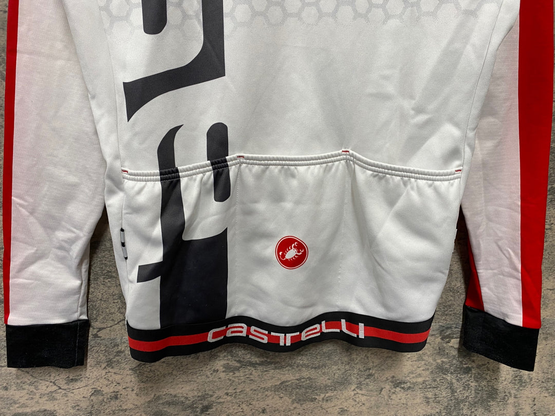 JT791 カステリ CASTELLI 長袖 サイクルジャージ 白 赤 M 裏起毛