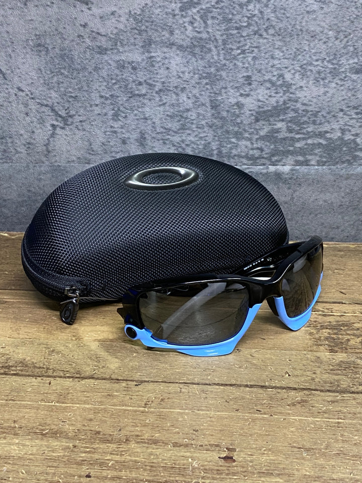 JN145 オークリー OAKLEY Racing Jacket サングラス アイウェア 黒 水色 レンズブラック