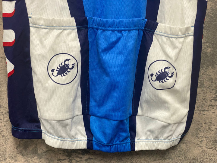 KE533 カステリ Castelli 半袖 サイクルジャージ 青 白 M ヴィンテージ
