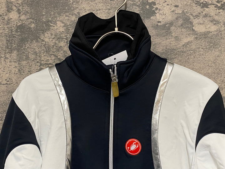 JW443 カステリ CASTELLI 長袖 サイクルジャケット 白 黒 S 裏起毛 GORE WINDSTOPPER