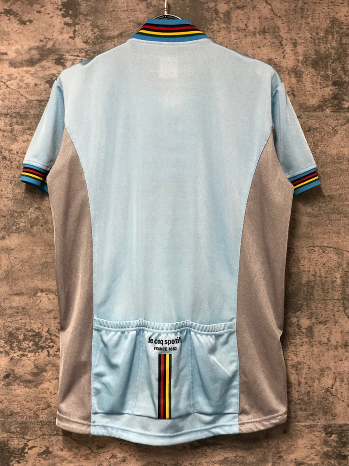KO370 ルコックスポルティフ le coq sportif 半袖 サイクルジャージ 水色 グレー L ハーフジップ
