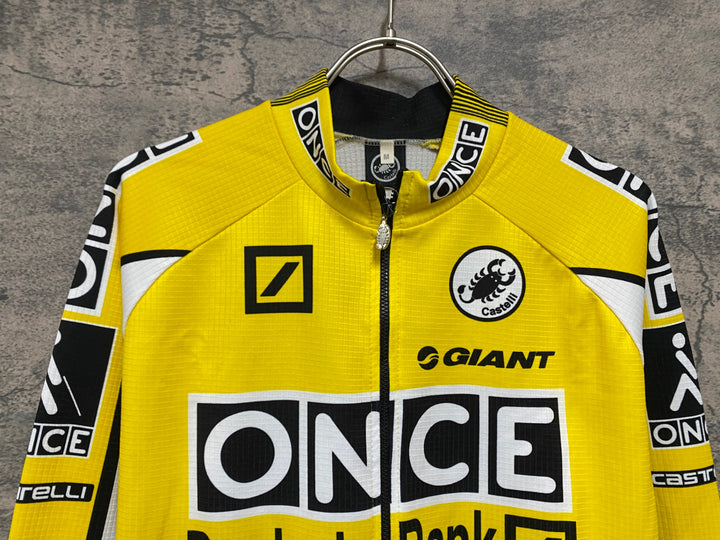 JE767 カステリ CASTELLI 長袖 サイクルジャージ 黄 M 裏起毛 ONCE