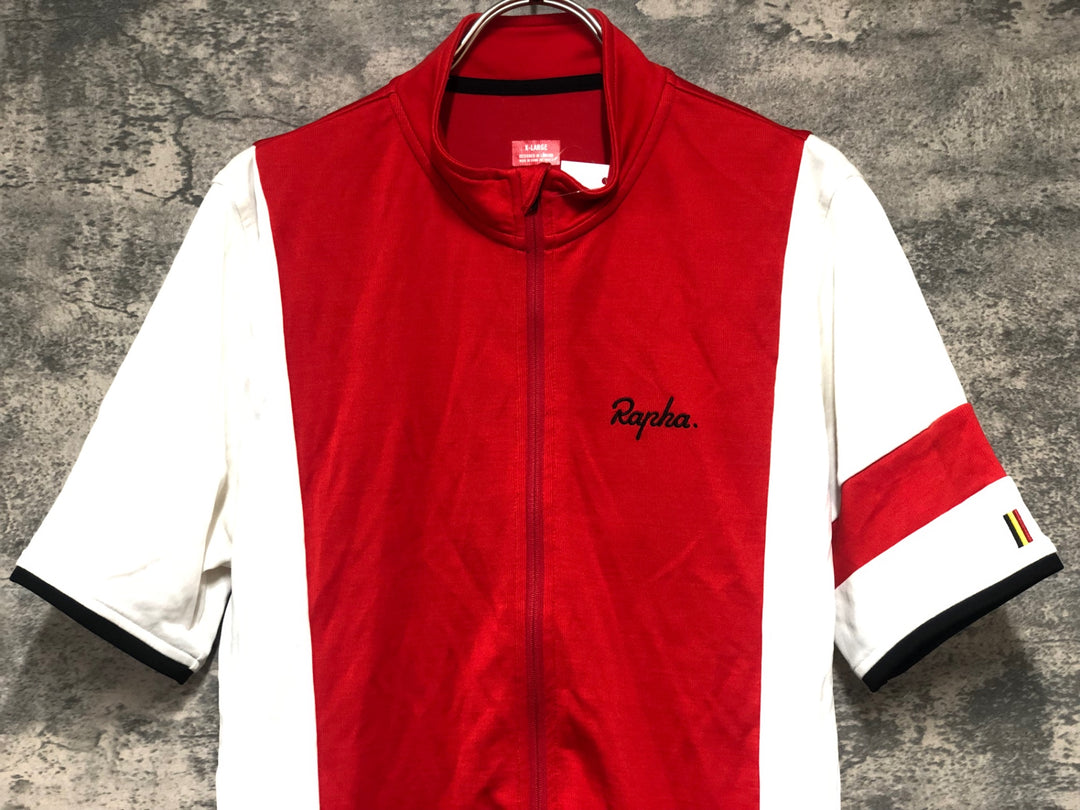 KL261 ラファ Rapha TRADE TEAM JERSEY 半袖 サイクルジャージ 赤 白 XL ※小穴