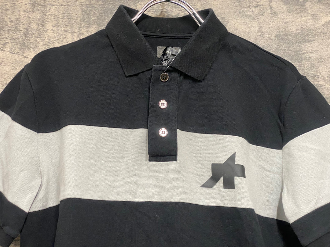 JL098 アソス assos SIGNATURE POLO 半袖 ポロシャツ 黒 S ※はがれ