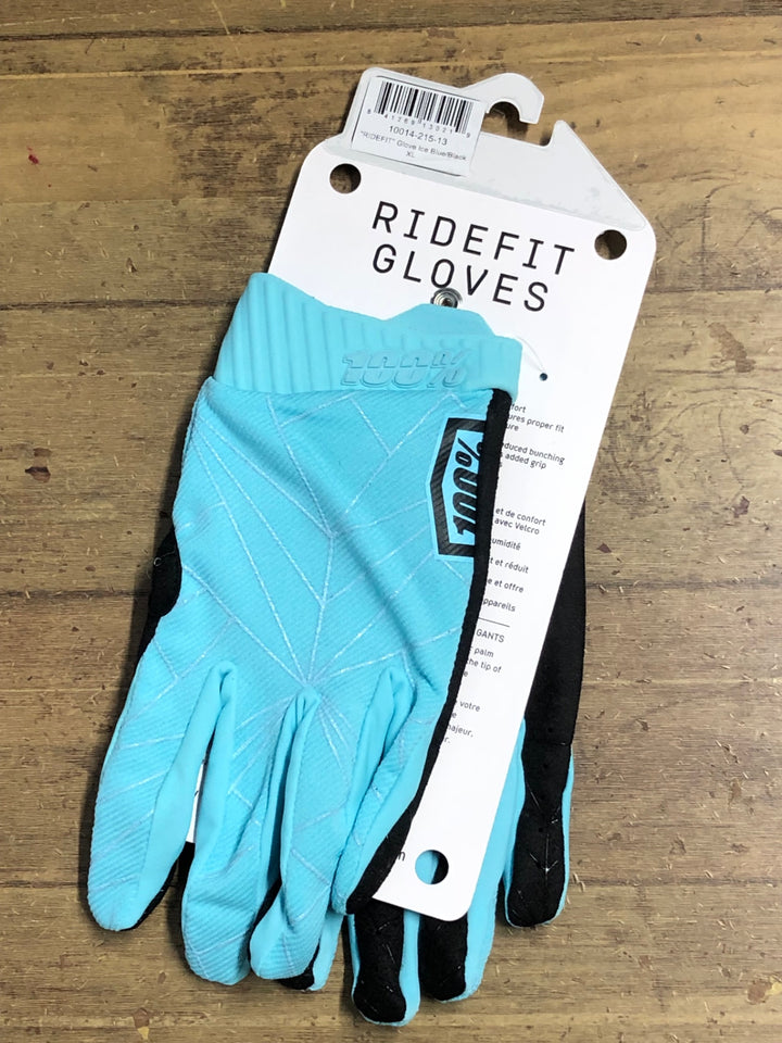 KM549 ワンハンドレッド 100％ RIDEFIT GLOVES 長指 グローブ 水色 XL