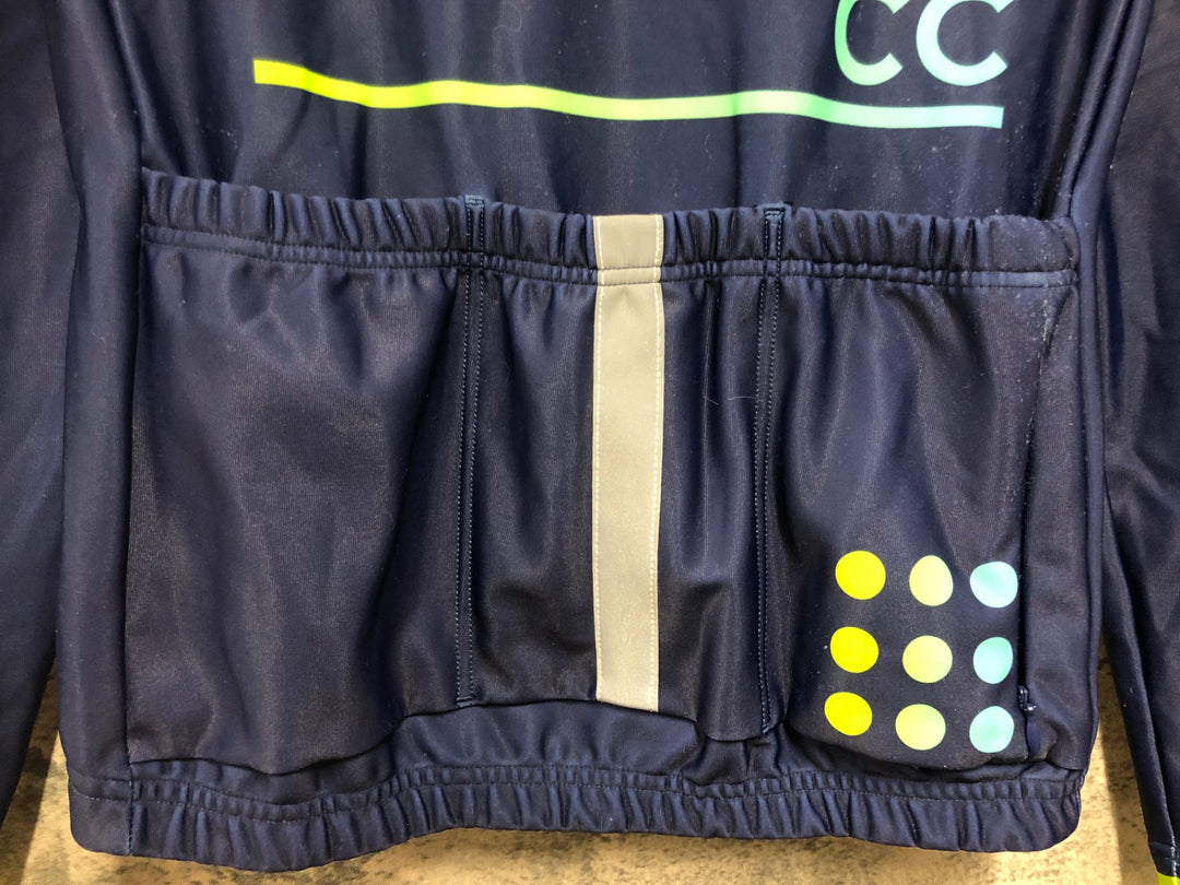 JE000 ルコル LE COL 長袖 防風 裏起毛 サイクルジャージ S ネイビー