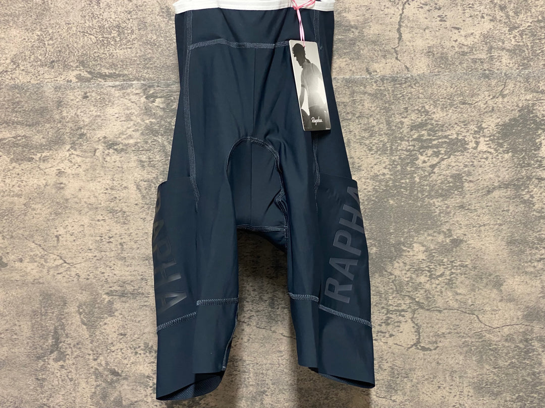 KM118 ラファ Rapha WOMEN'S PRO TEAM CARGO BIB SHORTS ビブショーツ 紺 XS ※ゴム汚れあり