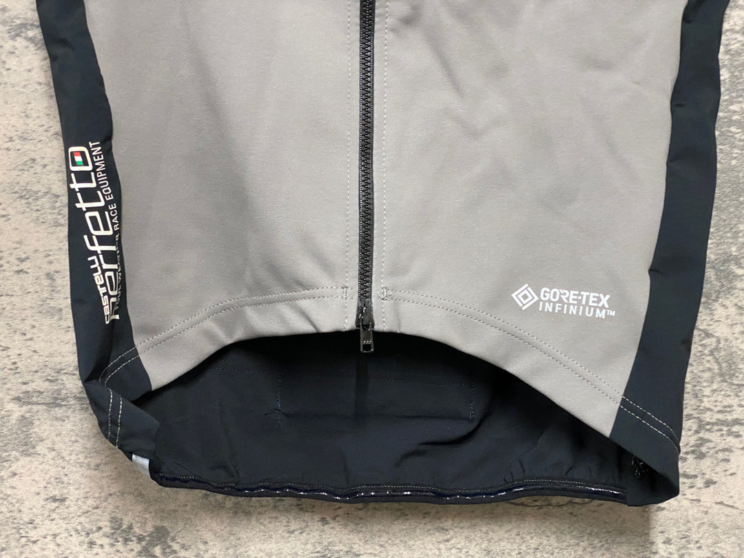 KB403 カステリ CASTELLI ロッソコルサ ROSSO CORSA perfetto ジレ サイクルベスト グレー黒 S GORE-TEX INFINIUM