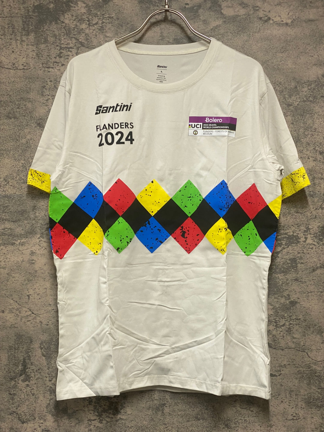 KC582 サンティーニ Santini 2024 Uci Gravel World Championships - T-shirt Tシャツ 白 L