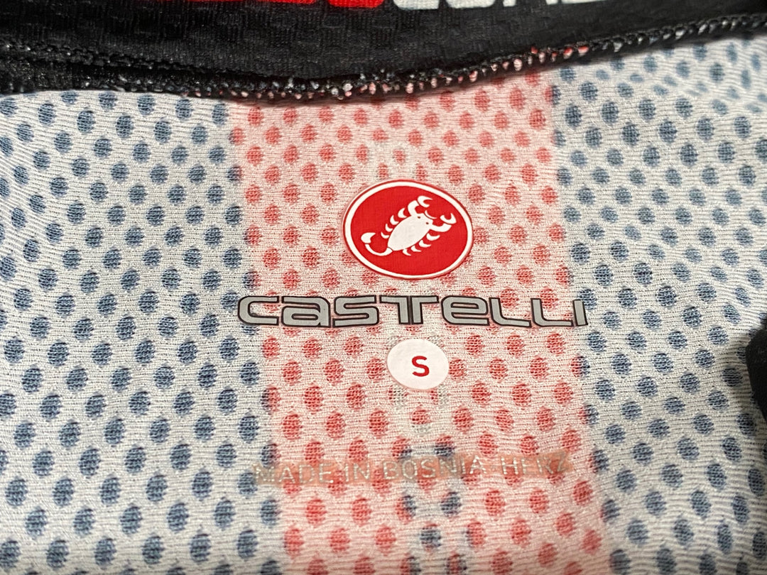 JT066 カステリ CASTELLI 半袖サイクルジャージ 白黒 S メッシュ ほつれあり