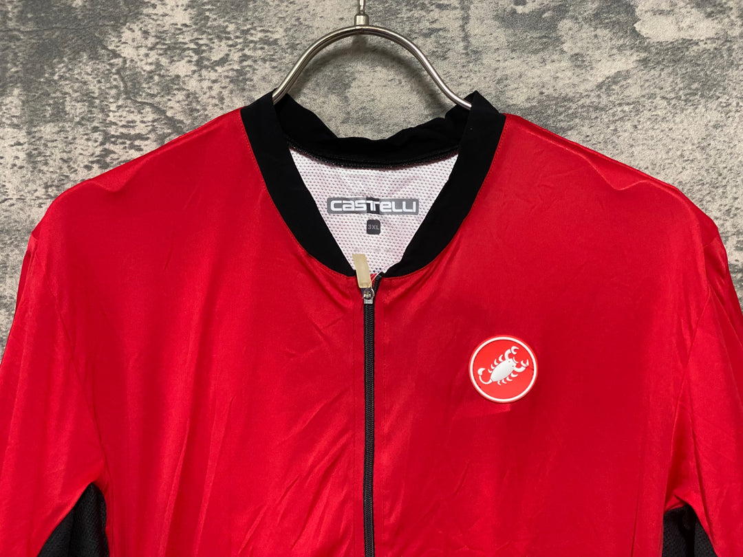 JT048 カステリ CASTELLI 半袖サイクルジャージ 黒赤 3XL