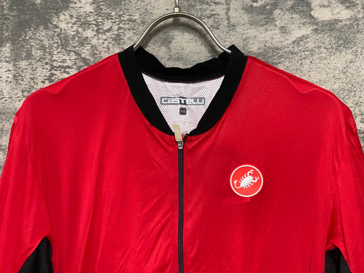 JT048 カステリ CASTELLI 半袖サイクルジャージ 黒赤 3XL