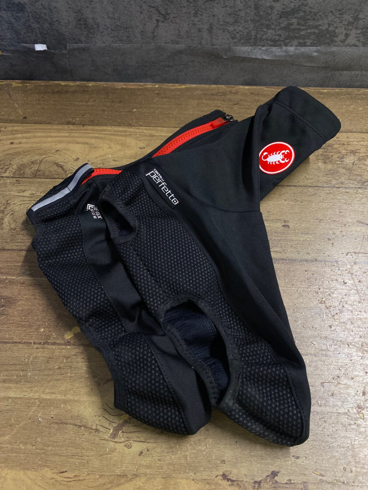 JZ272 カステリ CASTELLI ロッソコルサ ROSSO CORSA perfetto シューズウォーマー 黒 XL GORE-TEX