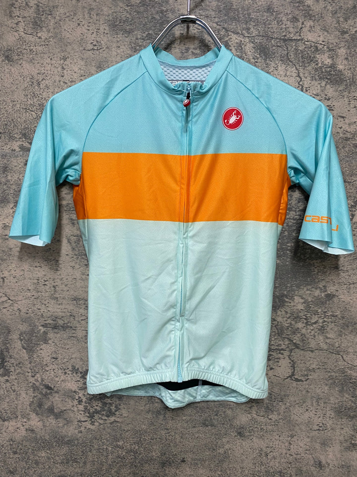 JP861 カステリ CASTELLI ロッソコルサ ROSSO CORSA 半袖 サイクルジャージ 水色 XS レディース