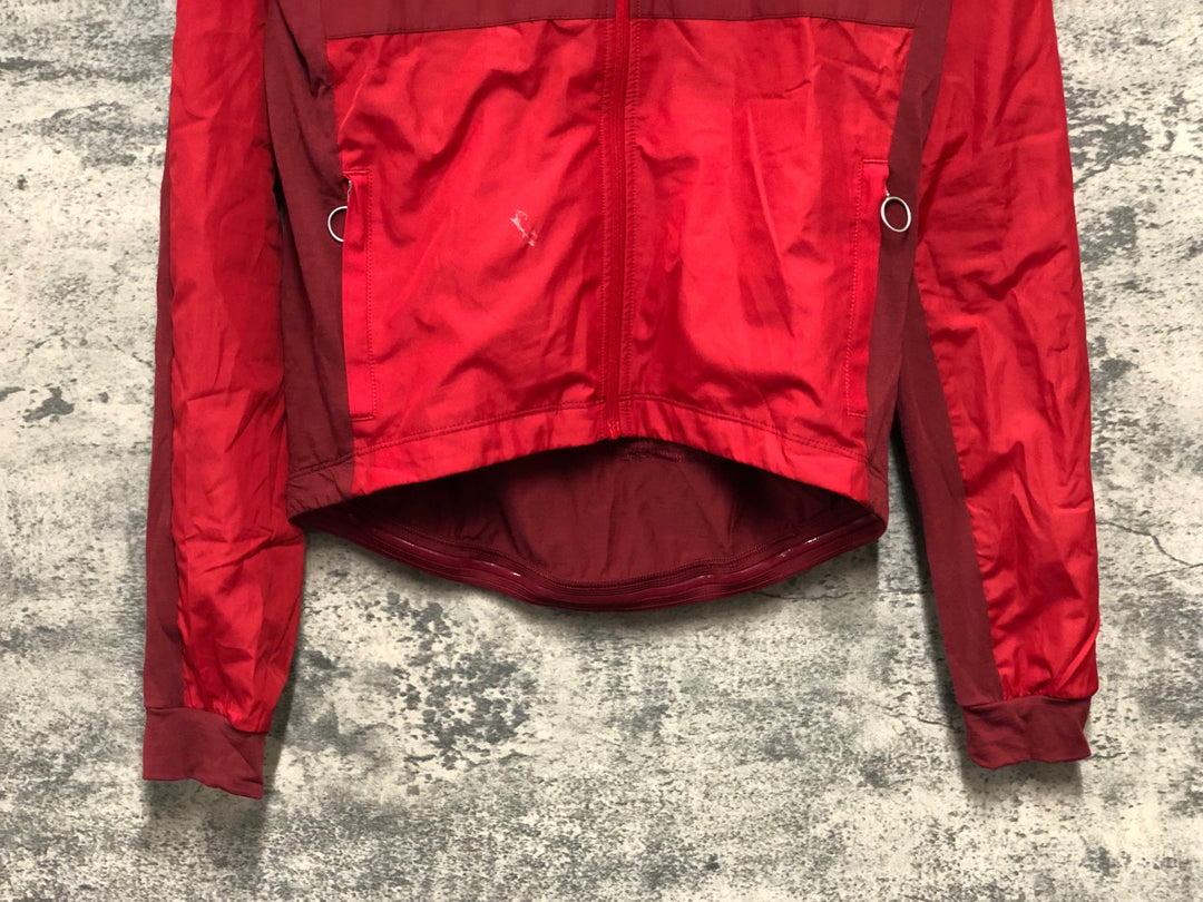 KK257 ラファ Rapha BREVET LONG SLEEVE WINDBLOCK JERSEY 長袖 サイクルジャージ 赤 S ※タグカット