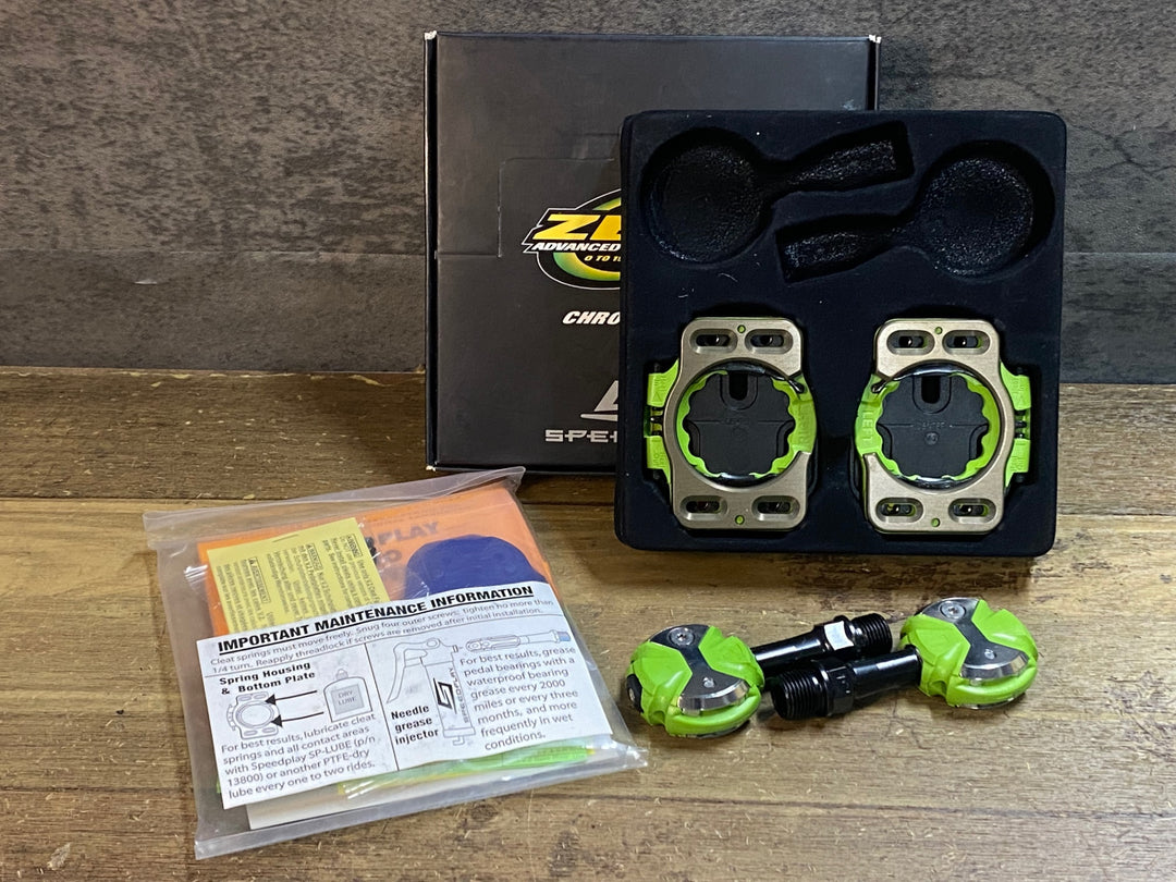 JR796 スピードプレイ SPEEDPLAY ZERO ビンディングペダル クロモリシャフト 黄緑